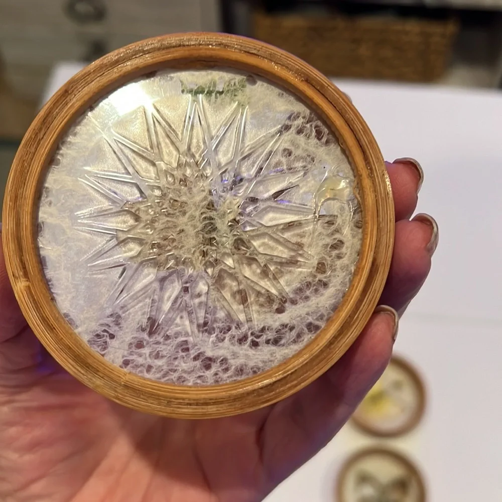 Vintage bamboo pressed butterfly coasters